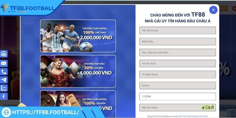 Người chơi xác nhận việc hoàn tất đăng ký tài khoản