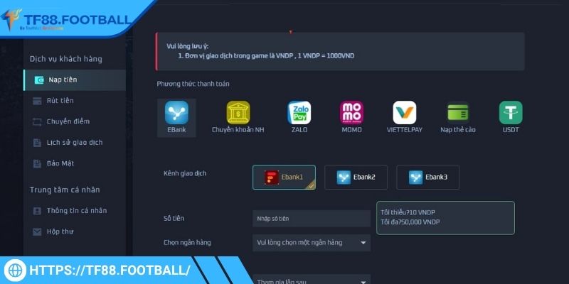 Thực hiện giao dịch bằng ví điện tử